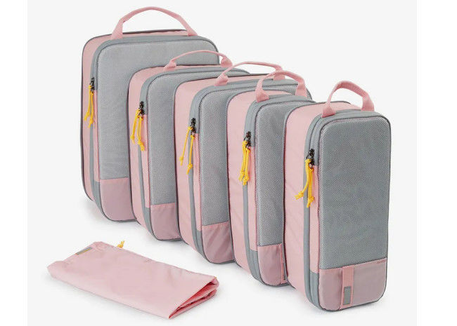 Travel 6 Set Compression Packing Cubes , Foldable Luggage Organizer Bag Set