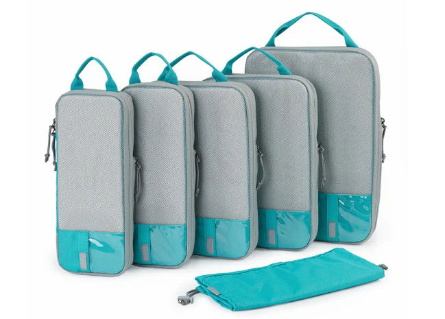 Travel 6 Set Compression Packing Cubes , Foldable Luggage Organizer Bag Set